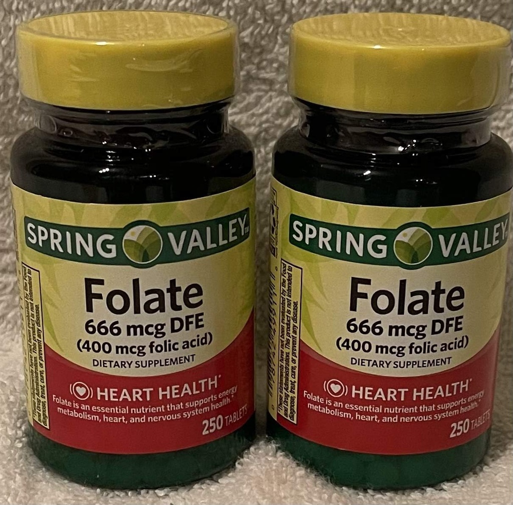 Folic Acid 400 Mcg, 250 Tablets (2 Pack)
