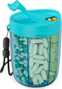 Organizador de botellas grandes PULIV, organizador de suplementos para mantener 6 diversas vitaminas, caja de píldoras con diseño anti-mixing &amp; ancha apertura, fácil de recuperar medicamentos y 20 piezas etiquetas pegatinas, azul