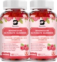 (2 Pack) 600 Mg Magnesium Glycinate Gummies, Magnesium Supplement Complex Magnesium Malate, Magnesium Citrate " Potassium, Supports Night " Joint, Energy Boost, Vegan " 0-Sugar, Raspberry 120 Count