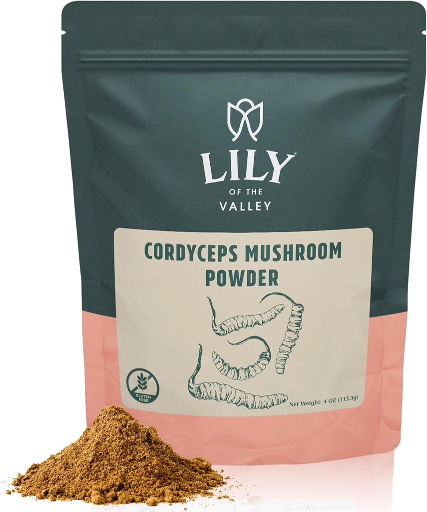 LILY OF THE VALLEY Cordyceps Mushroom Powder Superfood for Sports Performance - Performance Mushroom Extract with Organic Militaris - Vegan &amp; Gluten-Free - Packed in Resealable Pouch (8oz, 226g)