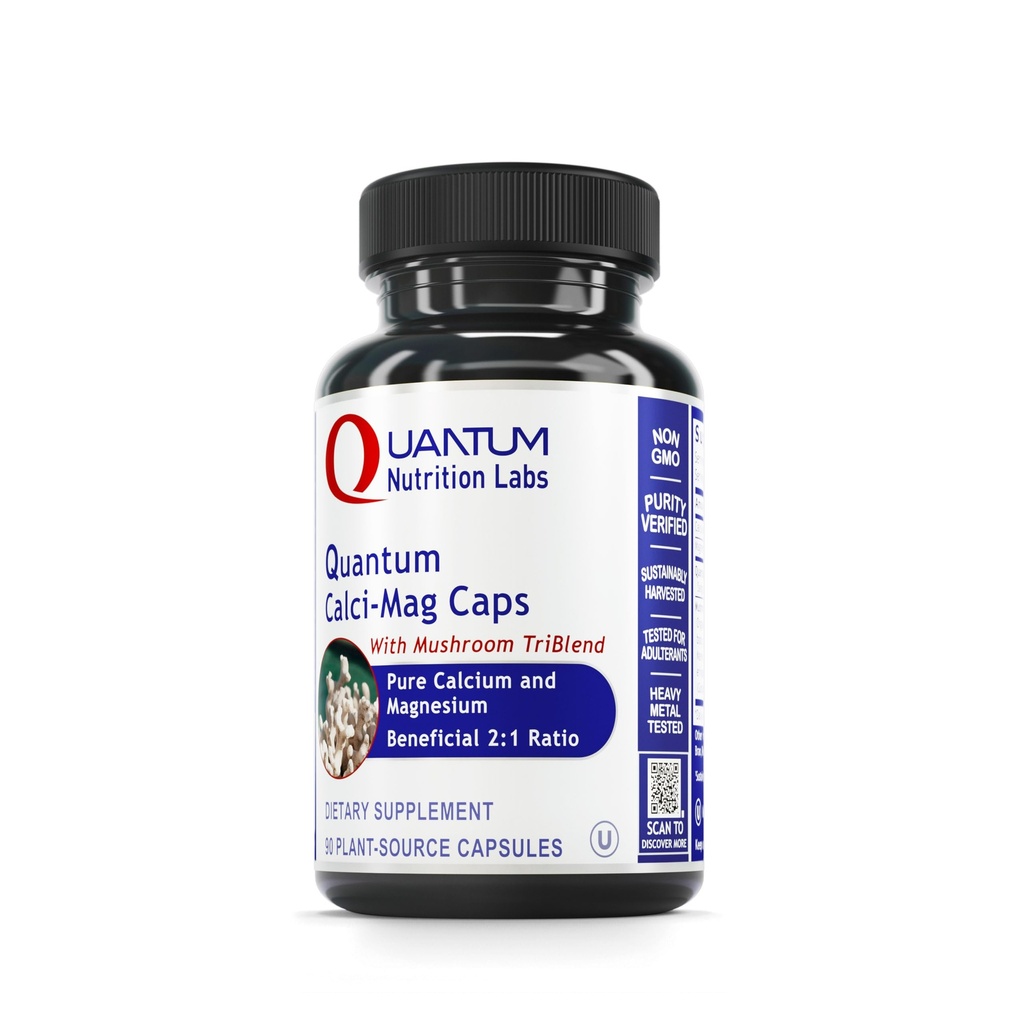 Cuántica Laboratorios de Calci-Mag Caps - Suplemento de magnesio de calcio, Suplemento de calcio, Complejo de magnesio puro con leones reishi Mane - 300 cápsulas vegetarianas