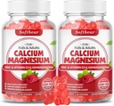 softbear Calcio Magnesio Zinc Gummies para Adultos &amp; Niños, Suagr-Free Calcium Magnesium Zinc D3 Suplemento para Bone Strength & Immune Health, Raspberry Flavor 120 Conde