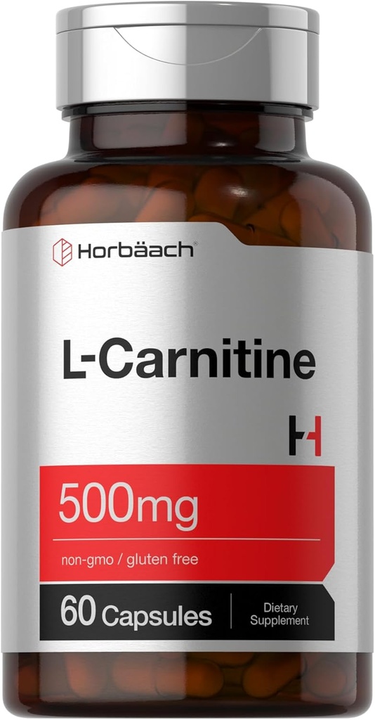 Horbäach L Carnitine Suplemento 500mg Silencio 60 Capsules Silencioso como L-Carnitine L-Tartrate ← Non-GMO y Gluten Free