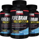 FORCE FACTOR Forebrain Pro Gamer Brain Booster, Gamer Supps to increase Focus ' Awareness, Blue Light, Gaming Supplement, Nootropic, 240 Capsules, 3-Pack, Black
