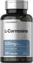 Horbäach L-Carnosine 500mg Silencio 120 Capsule Suplemento Silencioso no GMO &amp; Gluten Free Powder Pills