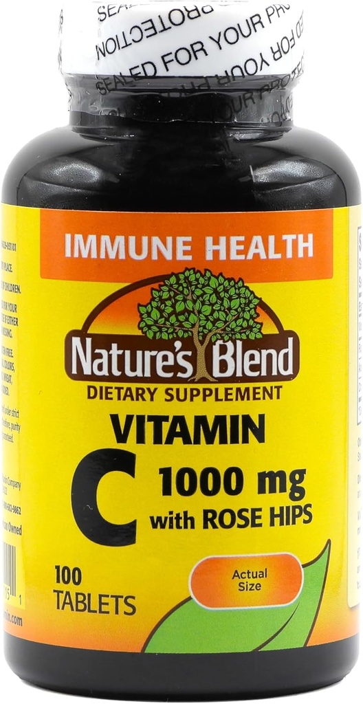 Vitamina C 1000mg/Rose Hips Tablets 100 ct