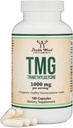 Suplementos de madera doble TMG Trimetilglycine Suplemento 1000mg Por Serving, 180 Capsules (TMG Suplementos para el Control de Homocysteine) Genuine TMG with Fishy Smell, Gluten Free, Non-GMO