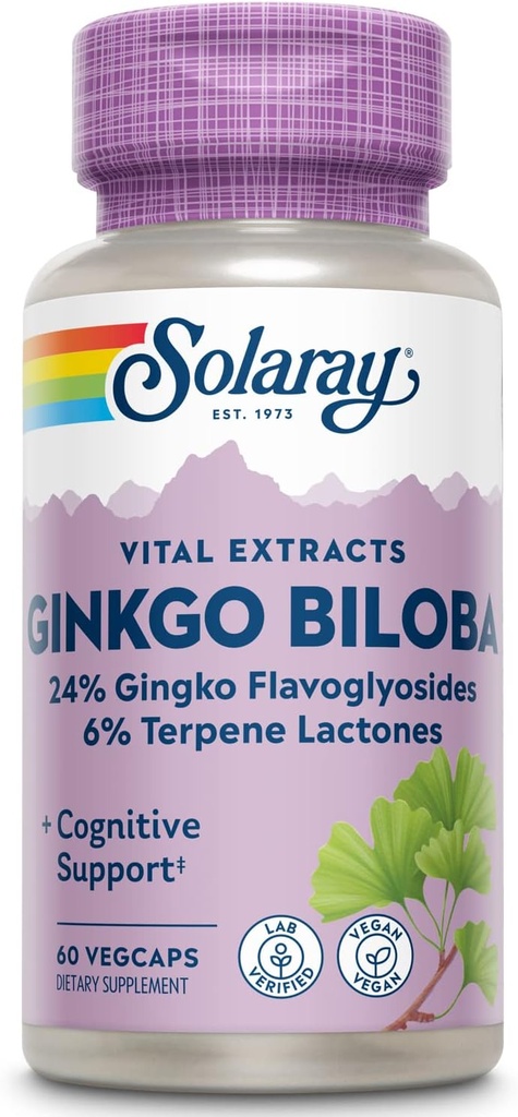 SOLARAY Ginkgo Biloba Extract, 60mg tención 60 Conde