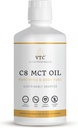 VTC VitaTradingCo. 100% Puro C8 MCT Oil ← 3X Distilled Caprylic Acid ← La grasa saludable para la energía limpia ← Sosteniblemente Fuented ← Non-GMO, Paleo, Keto tención 32oz, 64 Servings (Unflavored)