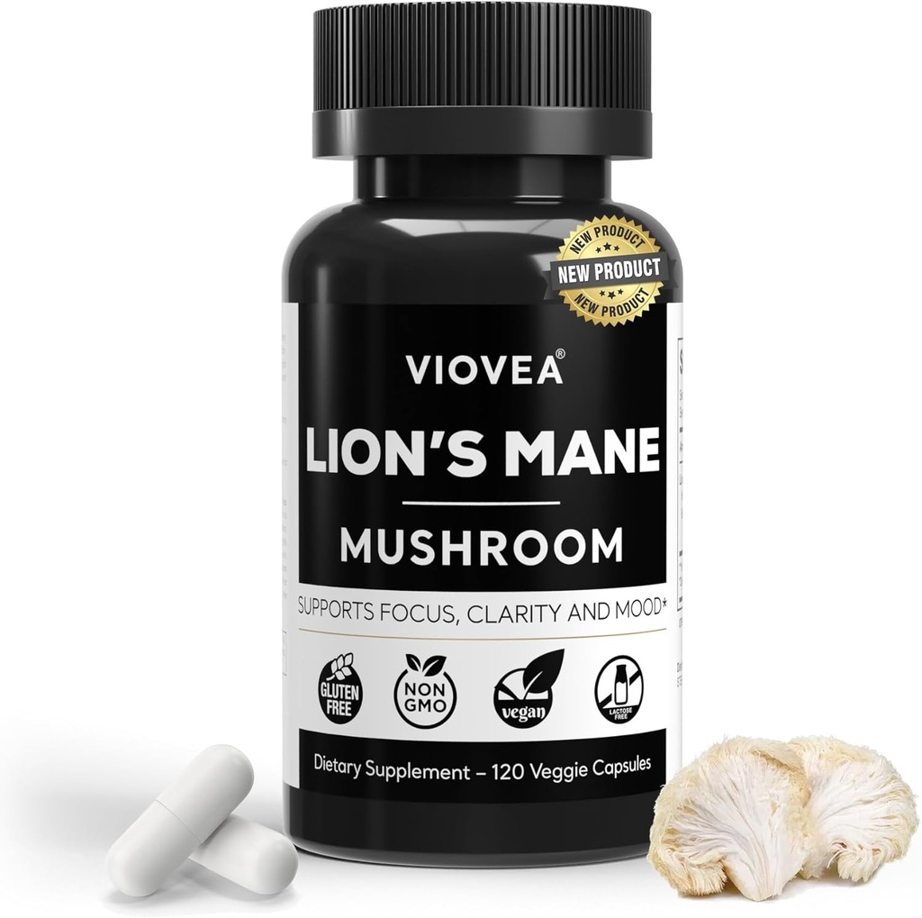 Suplemento Mane de León cápsulas - 120 cápsulas, soportes Focus, Clarity, Memory y Cognition general. Suplemento Nootrópico Orgánico para Función Cognitiva y Apoyo Inmunitario