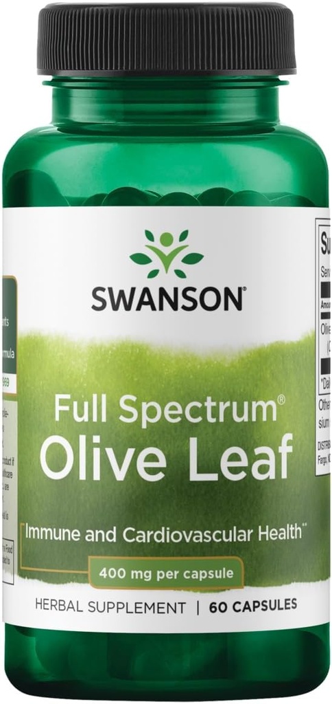 Swanson Full Spectrum Olive Leaf 400 Milligrams 60 cápsulas