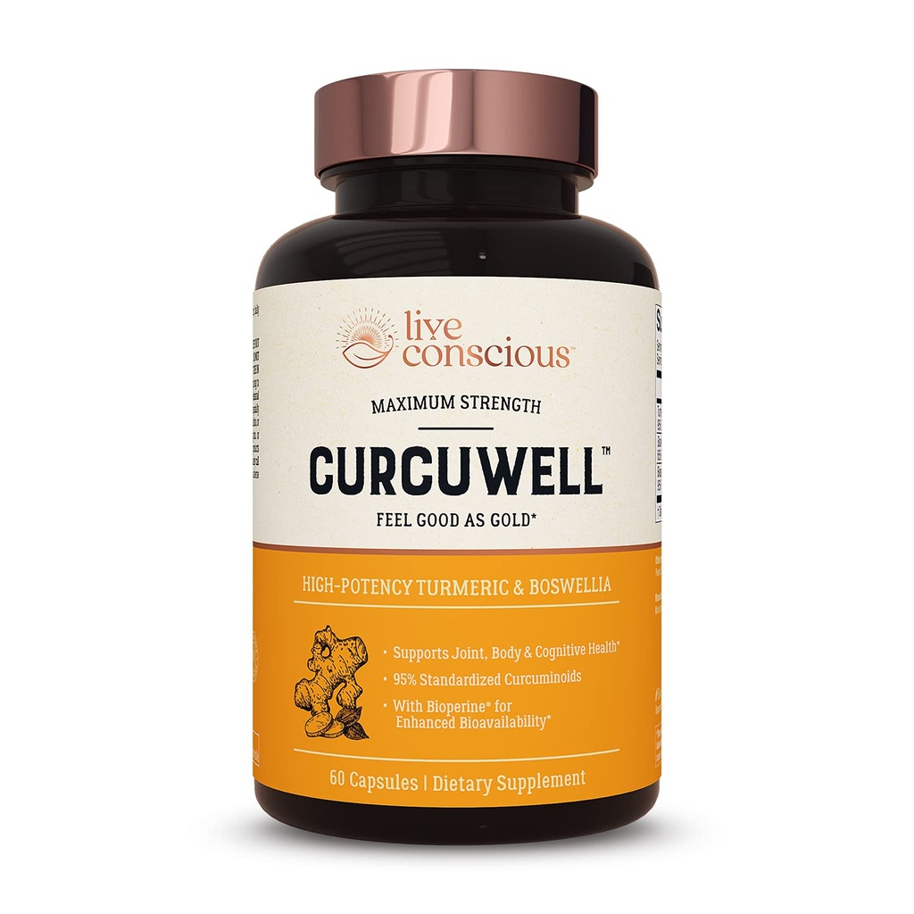 CurcuWell Conscious - Curcumin and Boswellia Blend  sometida Maximum Strength Joint, Body and Cognitive Support - 30 Day Supply