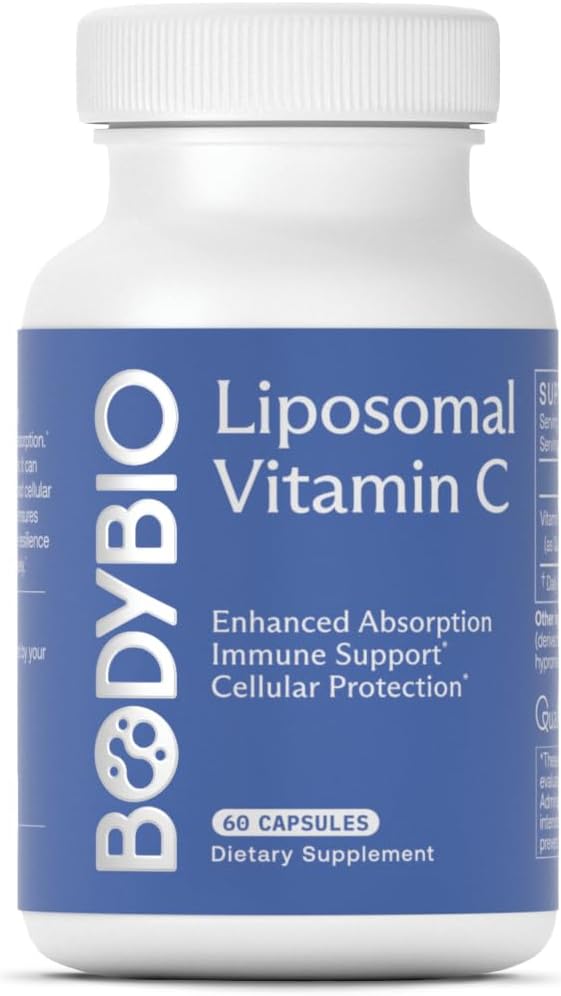 BodyBio Liposomal Vitamina C - Potente antioxidante para el soporte inmuno y la salud celular, ácido ascórbico puro con absorción máxima