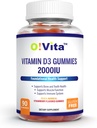 Vitamina D3 Gummies 2000IU, 90 Non-GMO, Vegan y Tres Gummies Deliciously Flavored, 45-Day Supply