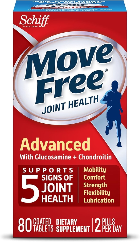 Move Free Advanced, 80 tabletas - Suplemento Conjunto de Salud con Glucosamina y Condroitina