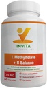 INVITA L-Methylfolate + B Balance - 5-MTHF, B6, B2 & B12 Complejo Metilcobalamina B - 60 cápsulas - Folato de metil activo de fuerza profesional - No GMO, Gluten Free, No Fillers (7,5 mg)