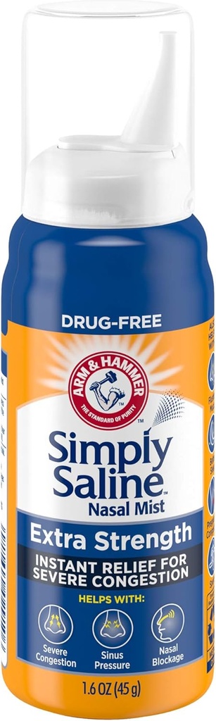 Arm " Hammer Simplemente Saline Nasal Mist Extra Strength, Severe Congestion, 1.6 Ounce