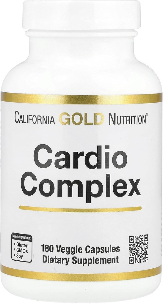 California Gold Nutrition Cardio Complex con CardioAmino Blend, CardioPhyto Blend y Coenzyme Q10, 180 Veggie Capsules