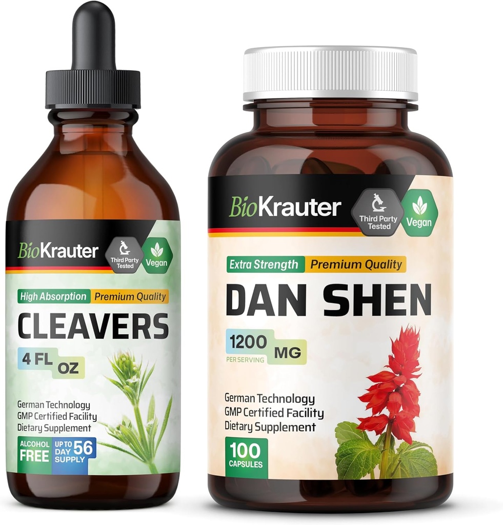 BIO KRAUTER Cleavers Tincture 4 Fl. Oz. " Dan Shen 100 Capsules