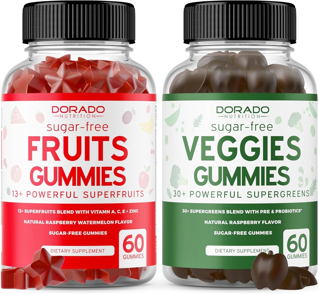 Suplemento de frutas y verduras (120 Gummies) - Premium Superfood Super Green &amp; Fruit Gummies para adultos - Immunity Support for Men &amp; Women - Non GMO, Vegan Safe &amp; Made in USA