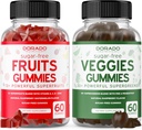 Suplemento de frutas y verduras (120 Gummies) - Premium Superfood Super Green &amp; Fruit Gummies para adultos - Immunity Support for Men &amp; Women - Non GMO, Vegan Safe &amp; Made in USA
