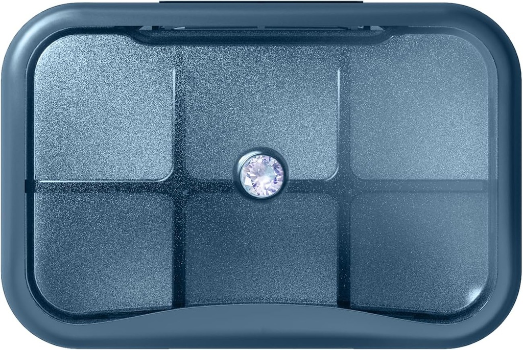 6 Organizador de píldoras de viaje, caja de pill pequeña para el futuro, caja de pill diaria de bolsillo Portable Medicine Pill Container, organizador semanal de vitamina Holder (Blue with Rhinestone)