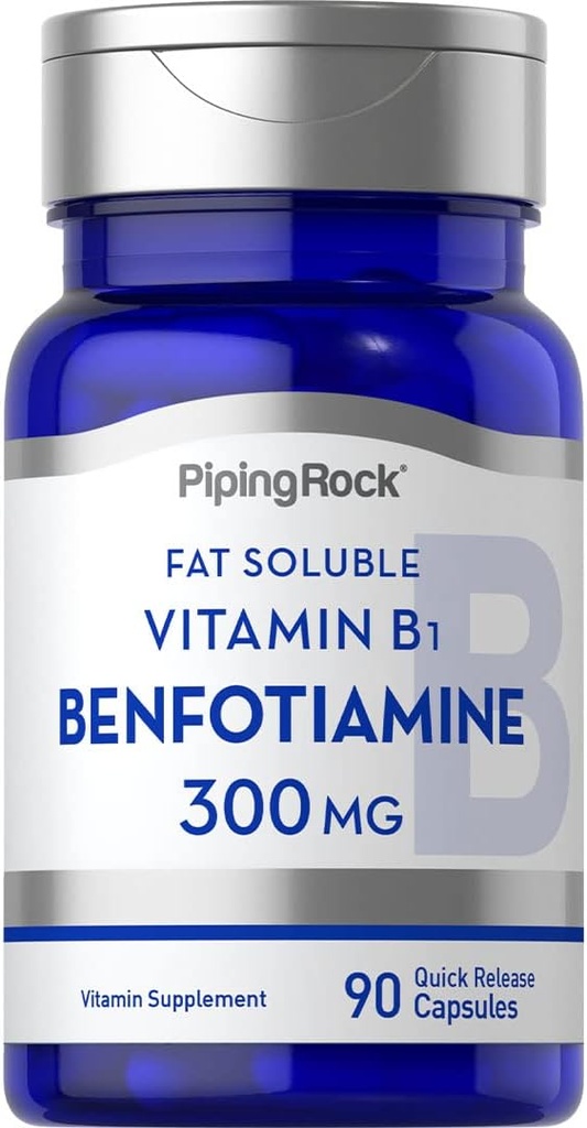 Piping Rock Benfotiamine 300mg  90 cápsulas ← Fat Soluble Vitamina B1 ← No Gluten Suplemento gratuito