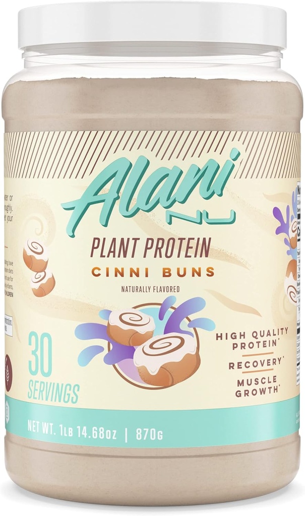 Alani Nu Plant-Based Protein Powder CINNIBUNS Silencio 18g Vegan Protein ← Reemplazo de comida Polvo Silencio No Sugar Añadido ← Bajo Fat, Baja Carb, Dairy Free, Pea Protein Isolate Blend ← 30 Servings