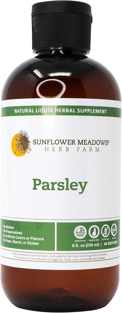 Parsley Liquid Herbal Suplemento - 8oz- Alcohol-Free, Non-GMO, Hecho con ingredientes orgánicos