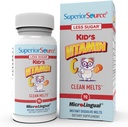 Superior Source Kid's Vitamin C Clean Melts - Immune Support Supplement for Children - Less Sugar - Non-GMO, Gluten-Free & Preservative-Free - 90 MicroLingual Instant-Dissolve Tablets