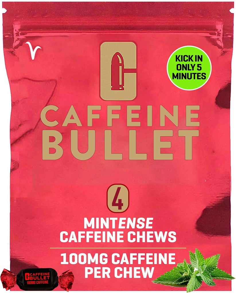 Caffeine Bullet 4 Mint Caffeine Candies = 400mg Caffeine Kick, más rápido que los geles de energía " Cycling Chews for a mid-Race Endurance Sports and Gaming Caffeinated Energy Boost