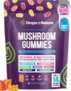 Ashwagandha Gummies y Lions Mane Mushroom Gummies Suplemento - Orgánico - Reishi, Cordyceps, Turquía Tail, Maitake, Shitake, Chaga - Immune Defense, Boosts Cognitive Performance, Vegan, Low Carb