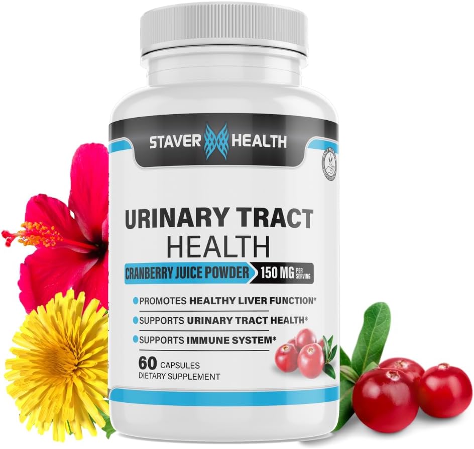 Urinary Tract Health, Cranberry Pills for Women, D Mannose 1000mg Capsules - Dandelion Herb Supplement - Helps Women Health, 60 CT