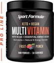 Multivitamínico Polvo - Mezcla de Bebida para Hombre Mujeres BCAA Aminoácidos No se activará su estómago - Keto Vegan Multivitamina Fruit Punch - Electrolytes Super B Complejo Enzima Digestiva
