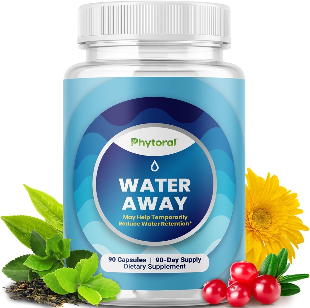 Píldoras de retención de agua para hombres y mujeres - Suplementos herbales diuréticos - Suplemento de retención fluida con el extracto de hoja de dandelión " Té verde para el alivio de ruborización - Píldoras para la hinchazón de pies de pierna - 90 condes