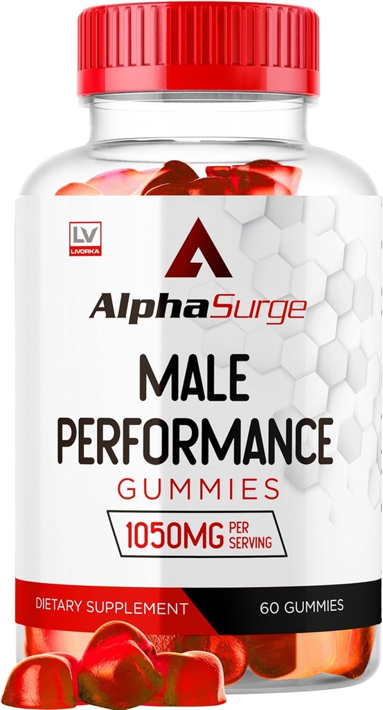 LIVORKA Alpha Surge for Men - Alpha Surge Gummies for Male, Alfa Surge Gummies 1050mg, Alpha Surge XL Gummie, Alphasurge Gummies, Alfa Surge Gummies, Alpha Sugre Male, 60 Gummies por 1 Mes
