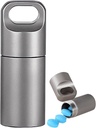 Pequeño Keychain Pill Holder, 304 de acero inoxidable portable caja de píldoras Organizador para viajes, caja de medicina para manguitos impermeables para hombres depurados (Mini Pill Case), plata