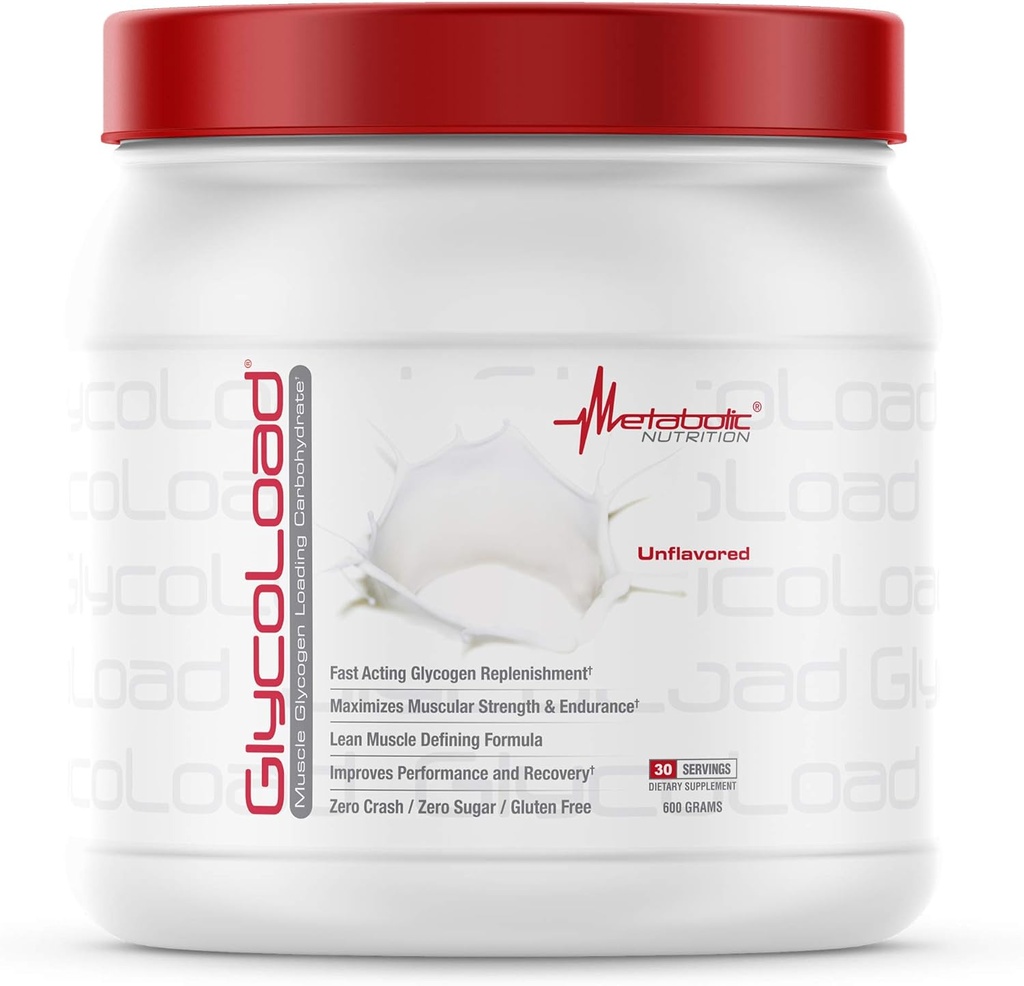 Nutrición metabólica, Glycoload, 100% Micronized Ciclic Cluster Dextrin Carbohydrate Powder, Muscle Glycogen Cargando Carbohydrate, Pre Intra Post Workout Suplemento, Desflavorado, 600 gm (30 ser)