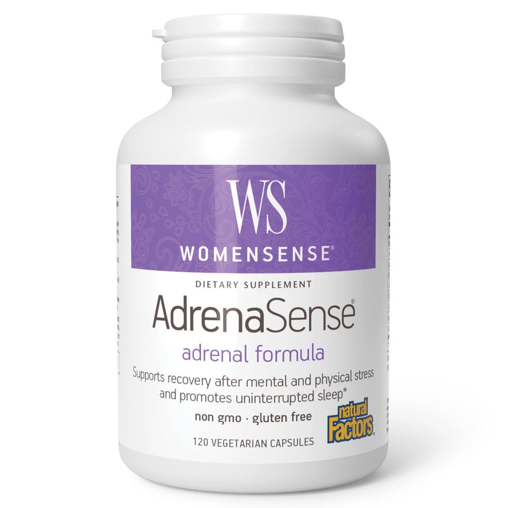 WomenSense AdrenaSense by Natural Factors, AdrenaSense, Herbal Supplement for Adrenal Support and Stress Relief, Vegan, Non-GMO, 120 Capsules