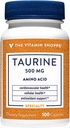 La Vitamina Shoppe Taurine 500MG, Aminoácidos de Forma Libre, Antioxidante que soporta la salud celular y cardiovascular con vitamina B6, Cerebro y Memoria (100 cápsulas)