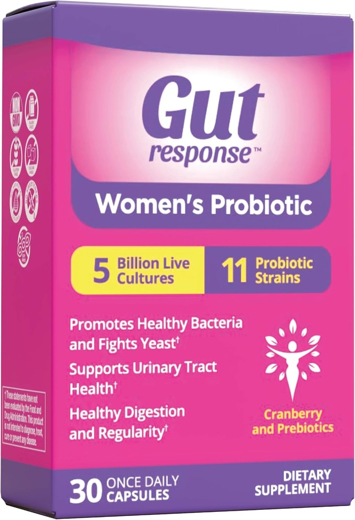 Probiótico femenino, Acelera el envejecimiento digestivo, Boosts Immune System, soporta UT &amp; Feminine Health, Cranberry Extract, Non-GMO, Gluten Free &amp; Soy Free, 5 Billion CFU, 30 cápsulas