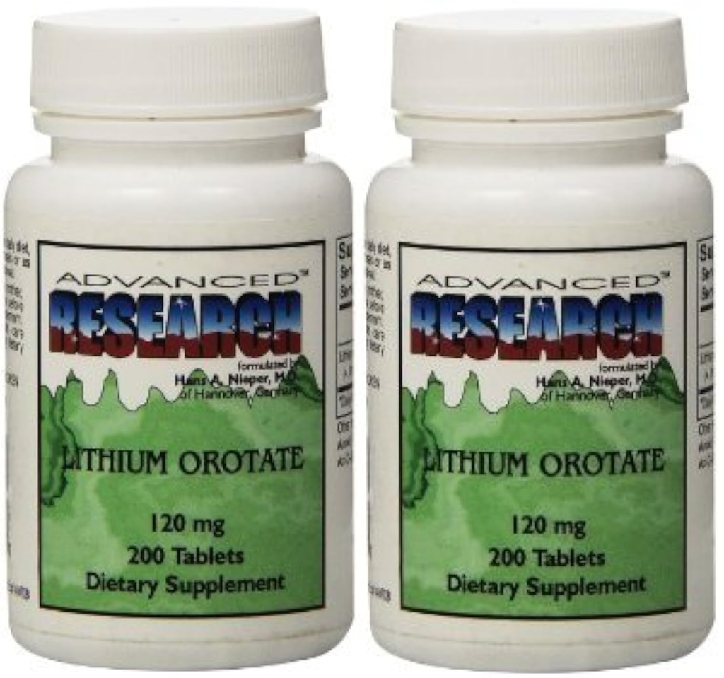 NCI Advanced Research Dr. Hans Nieper Lithium Orotate Tablets 120 mg 200 comprimidos (paquete de 2)