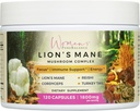 Suplemento Mane Mushroom de Mujer PureBalance Lion Capsules con Reishi, Cordyceps, Turquía Tail – Brain Nootropic for Memory, Focus, Natural Energy, & Immune Support, Non-GMO (120 cápsulas)