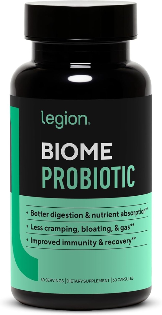 LEGION Biome Probiotic - Natural Probiotics Gut Health Supplement for Women & Men - Probiotic Nutritional Supplements Help Reduce Bloating, Cramping & Gas - Colon Health Probiotic Pills, 30 Servings