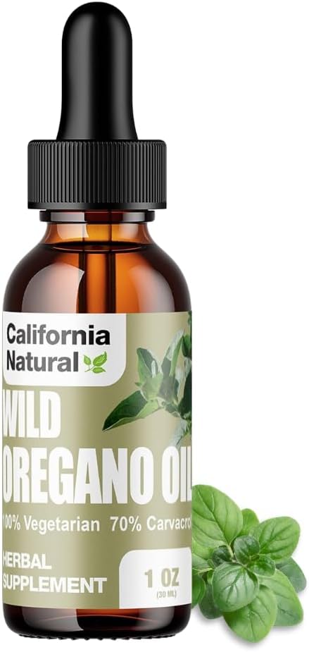 Petróleo de orégano silvestre 1oz Botella - California Natural - Sistema inmunitario " Apoyo digestivo - Promover la salud de Gut " Digestión saludable - 100% vegetariano - 70% Carvacrol - Suplemento herbal - 1oz