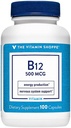 La vitamina Shoppe Vitamina B12 500mcg - Apoya la producción de energía, una vez suplemento dietético diario - Vitamina B-12 (Como Cyanocobalamin), Gluten " Dairy Free (100 cápsulas)