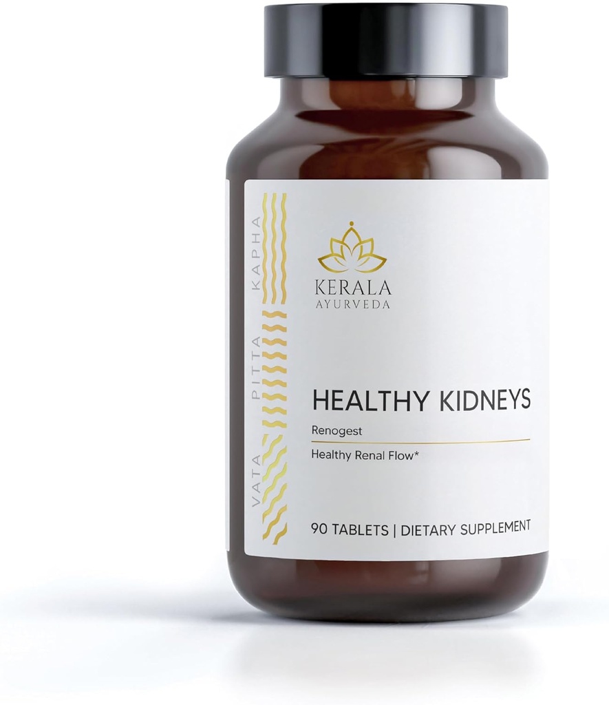 Kerala Ayurveda Healthy Kidney Herbal Tablets ← Apoyo Normal Riñón Función y Salud ← Riñón y Vejiga Apoyo Silencioso sistema urinario Apoyo - 90 Conde