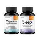 Sandhu's Magnesium Glycinate Lysinate Easy to Swallow 120 Capsules & Sleep 60 Capsules –Non-Habit Forming 5-in-1 Sleep Aid Complemento permanente Apoyos Restablecer el sueño, el musculo y la salud del corazón ← Made in USA