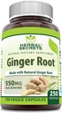 Herbal Secrets Ginger Root 550 mg Por Serving, 250 Veggie Capsules Suplemento ← Non-GMO Silencio Gluten Free ← Made in USA