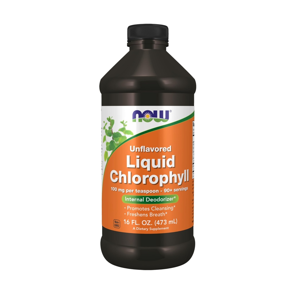 AHORA Suplementos de alimentos, líquido de clorofila desarmado, 100 mg por teaspoón, 16 fl. oz.
